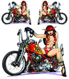 Devil Biker Chic - 6" by 8"  - LT88059  Lethal threat Decal - rodehawg