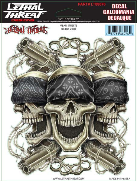 Mean Streets - 6" by 8"  - LT88076 Lethal Threat Decal