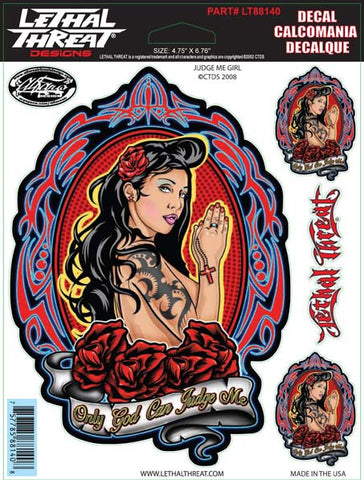 Judge Me Girl - 6" by 8"  - LT88140 Lethal Threat Decal