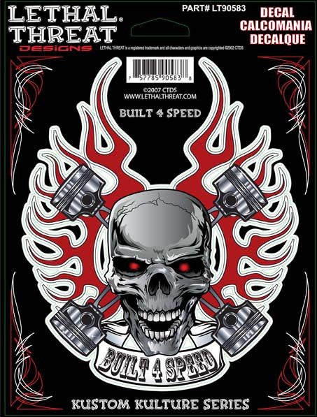 Built for Speed - 6" by 8"  - LT90583  Lethal threat Decal - rodehawg