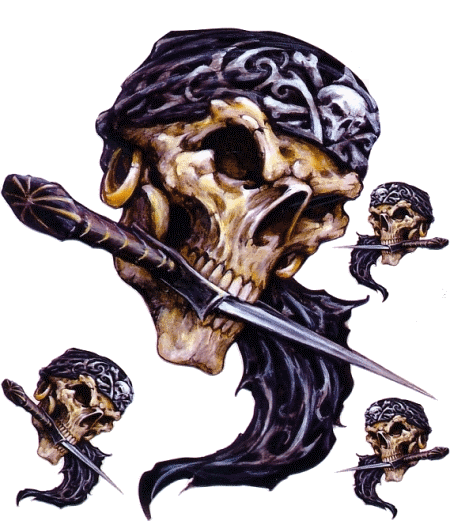 Pirate Skull n Dagger - 6" by 8"  - LT90669 Lethal Threat Decal