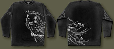 Reaper Wrap Long Sleeve T Shirt with Back Print by Spiral Design