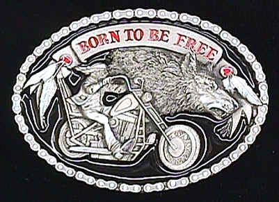 Born to be Free Biker Belt Buckle Siskiyou - rodehawg