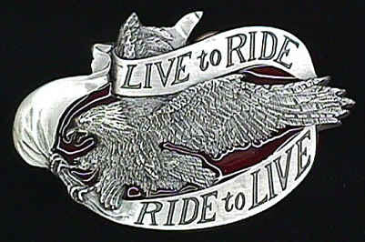 Eagle Ride to Live Biker Belt Buckle Siskiyou - rodehawg