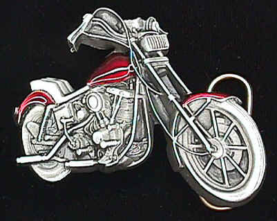 Chopper Red Harley Biker Belt Buckle Siskiyou - rodehawg