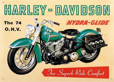 Harley Davidson Hydraglide 74 ohv Tin Sign - rodehawg