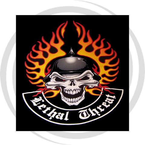 Flame German Skull Black T-shirt Lethal Threat - rodehawg