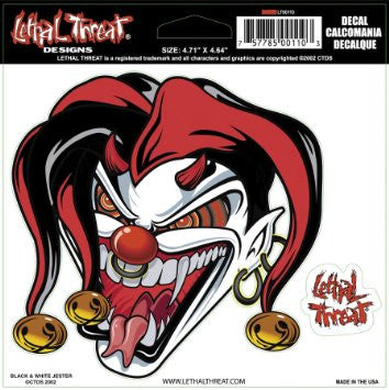 Black and White Jester LT00110 Lethal Threat Decal - rodehawg