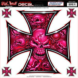 Red Skull Iron Cross  LT00199 Lethal Threat Decal