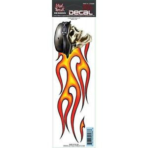 Flame Biker Skull right  LT00586  Lethal Threat Decal - rodehawg