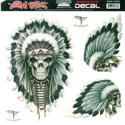 Indian skull LT06038 Lethal Threat Decal - rodehawg