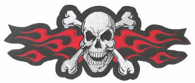 Skull Red Flames Lethal Threat Patch LT30031