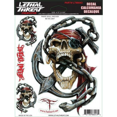 Pirate Skull Anchor - 6" by 8"  - LT88043 Lethal Threat Decal - rodehawg