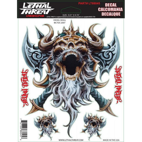 Viking Skull - 6" by 8"  - LT88045 Lethal Threat Decal