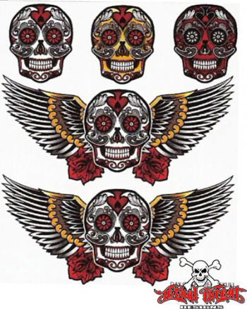 Day of the Dead Skull - 6" by 8"  - LT90679  Lethal threat Decal - rodehawg