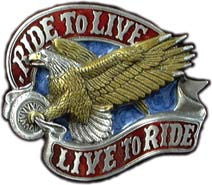 Live to Ride Eagle Biker Belt Buckle Siskiyou