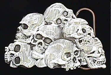 Skulls Pile Biker Belt Buckle Siskiyou