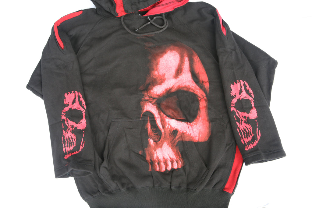 Red Skull Hoodie with Back Print by Spiral Design